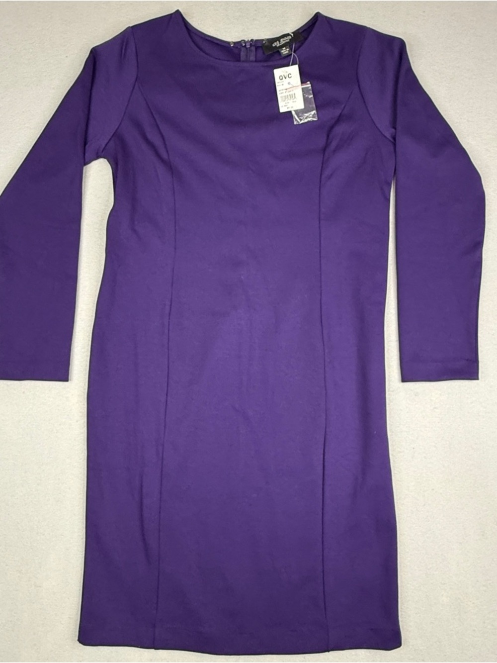 Kris Jenner Collection Purple Plum Sheath Dress Long Sleeve M NWT QVC
